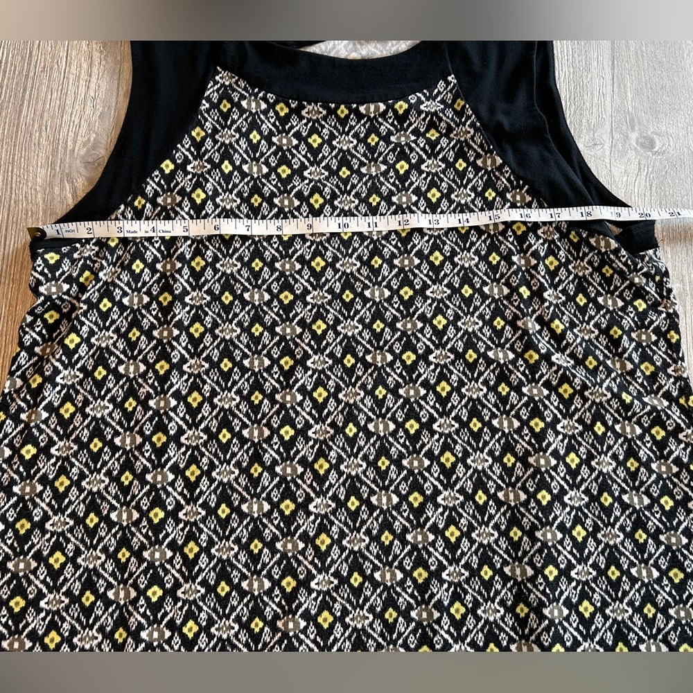 J. Jill Sheath Dress Knee Length Black White & Yellow Pattern Round Neck Large. - Picture 9 of 11